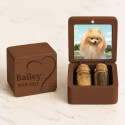 Box in Legno con 2 Fiale di Vetro per Ceneri e Pelo, Regalo Ricordo per Cane personalizzato con Foto, Nome, Date, Dedica