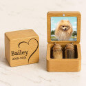 Box in Legno con 2 Fiale di Vetro per Ceneri e Pelo, Regalo Ricordo per Cane personalizzato con Foto, Nome, Date, Dedica