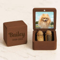 Box in Legno con 2 Fiale di Vetro per Ceneri e Pelo, Regalo Ricordo per Cane  personalizzato con Foto, Nome, Date