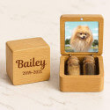 Box in Legno con 2 Fiale di Vetro per Ceneri e Pelo, Regalo Ricordo per Cane  personalizzato con Foto, Nome, Date