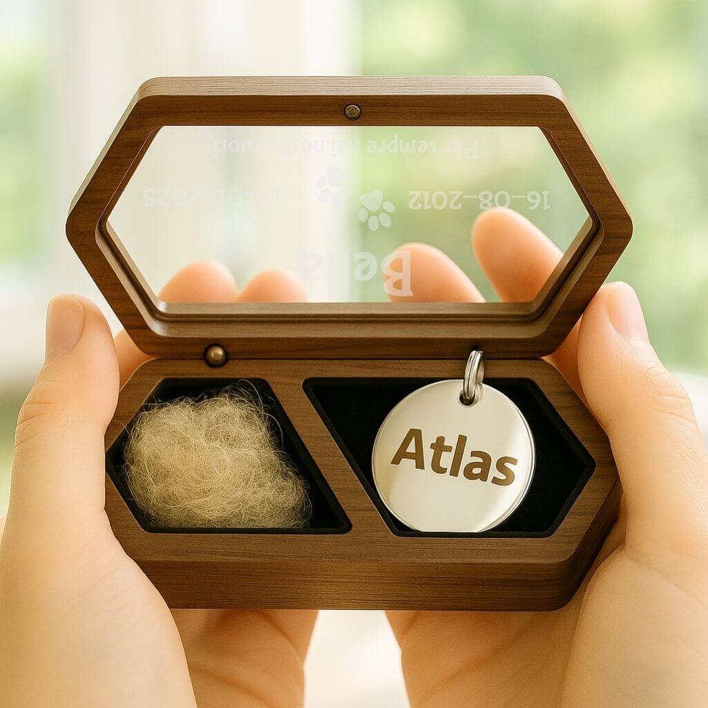 Box Personalizzata in Legno, Motivo Zampette – Regalo Ricordo per Cane con Nome, Date e Dedica Incisi