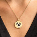 Collana con Urna Tonda Personalizzata per Cani – Collana con Ceneri del Cane, Impronta e Nome Incisi
