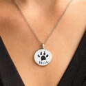 Collana con Urna Tonda Personalizzata per Cani – Collana con Ceneri del Cane, Impronta e Nome Incisi