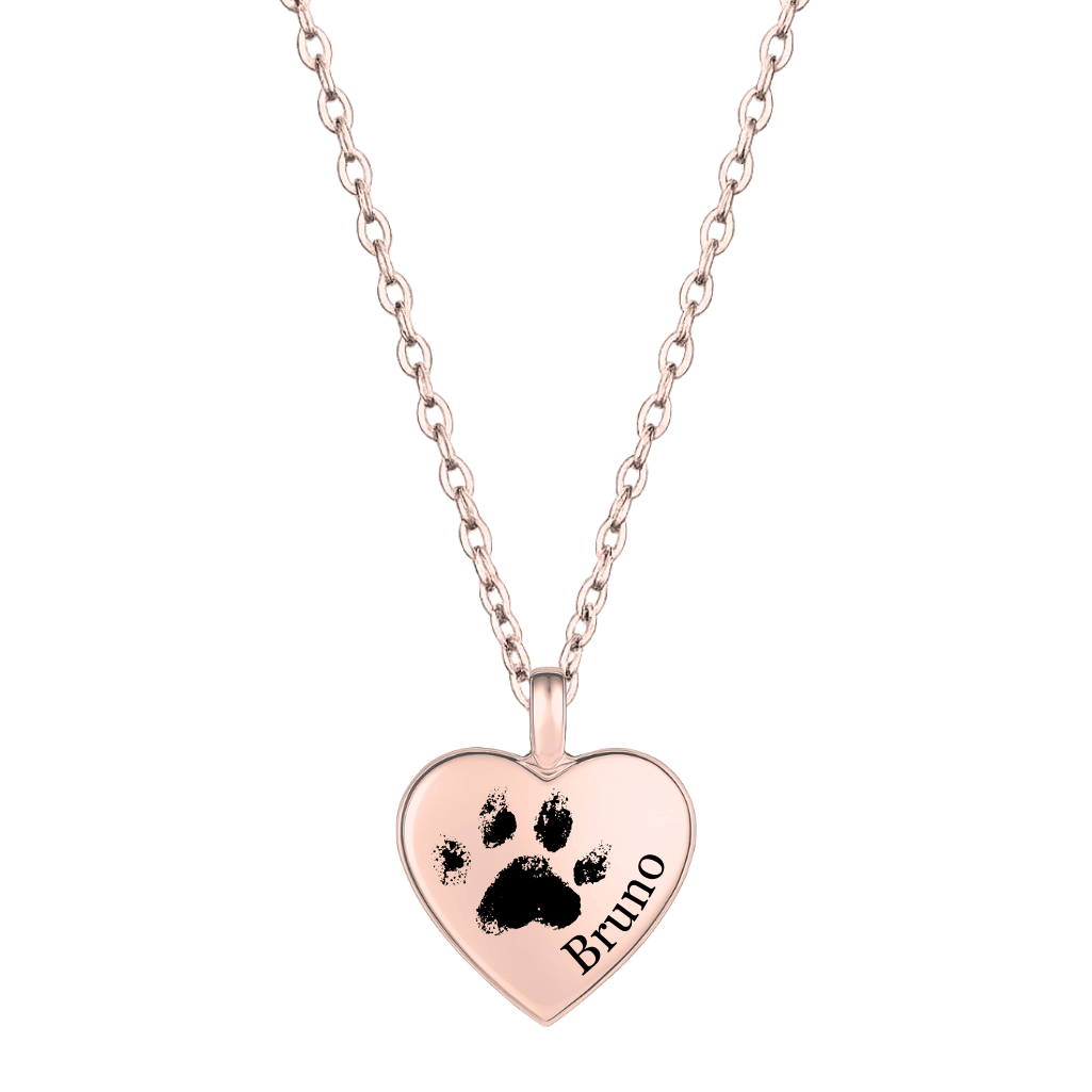 Collana con Urna a Cuore Personalizzata per Cani – Collana con Ceneri del Cane con Impronta e Nome Incisi