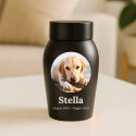 Urna per Cane Personalizzata in Acciaio Inox – Contenitore per le Ceneri del Cane con Nome, Date e Foto Tonda