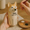 Urna per Cane Personalizzata in Ceramica Artigianale, Contenitore per le Ceneri del Cane per Razza con Ritratto a Occhi Aperti