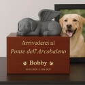 Urna per Cane Personalizzata in Legno – Contenitore per le Ceneri del Cane con Statua di Angelo, con Nome, Date e Dedica