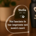 Regalo Ricordo per Cane Personalizzato – Targa in Acrilico, Design Cuore, con Nome, Date e Dedica Incisi
