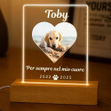 Regalo Ricordo per Cane Personalizzato con Foto – Lampada LED con Nome e Date Incisi su Lastra in Acrilico