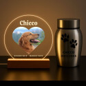 Regalo Ricordo per Cane Personalizzato con Foto a Cuore – Lampada LED con Nome e Date Incisi su Lastra in Acrilico Rotonda