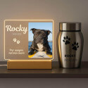 Regalo Ricordo per Cane Personalizzato con Foto – Lampada LED con Nome e Date Incisi su Lastra in Acrilico Rettangolare