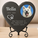 Targa Personalizzata a Forma di Cuore, Regalo Ricordo per Cane in Ardesia con Foto, Nome, Date e Dedica Incisi