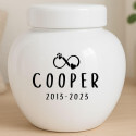 Urna per Cane Personalizzata in Ceramica  – Contenitore per le Ceneri del Cane con Nome, Date e Motivo Amore Eterno