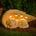 Pietra Commemorativa Motivo Cane Angelo, Regalo Ricordo per Cane con Luce Solare LED in Resina per Uso Esterno
