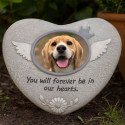 Pietra Commemorativa con Foto da Giardino, Motivo Cuore, Regalo Ricordo per Cane in Resina per Uso Esterno